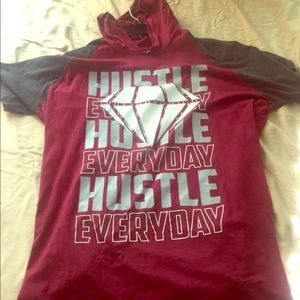 3XL “hustle everyday” wine/dark grey w/hood.